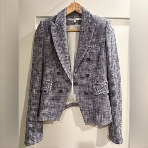 $798 Veronica Beard Diego Navy Blue white plaid Dickey Jacket sz 2